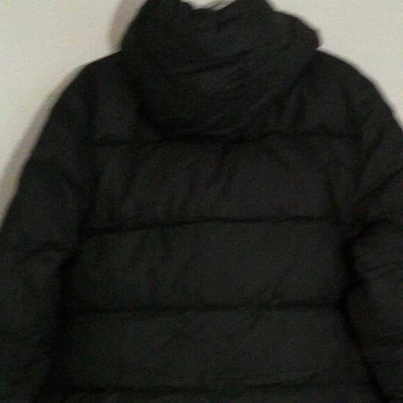NWT Black Hooded Puffer Long Quilted Coat 100% Polyurethane Polyester Lining - Picture 3 of 11